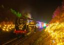 The illuminated Norfolk Lights Express at the North Norfolk Railway