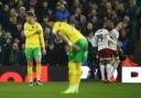 Norwich players look dejected after going behind against Bristol City