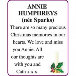 ANNIE HUMPHREYS (nee Sparks)