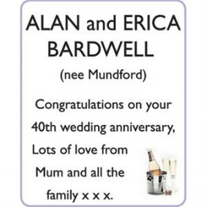 ALAN and ERICA (nee Mundford) BARDWELL