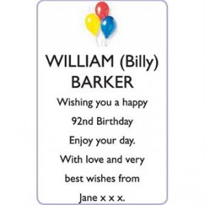 WILLIAM (Billy) BARKER