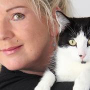 Samantha Elmhirst with Simon the cat