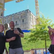 Treena Reeves and Andy Dunn, owners of Clued Up! Escape Rooms in Prince of Wales Road in Norwich, out and about with reporter Louisa Baldwin doing their new outdoor self-guided escape room. Picture: Danielle Booden