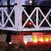 The candlelit vigil for Sarah Everard at Chapelfield Gardens bandstand in Norwich.