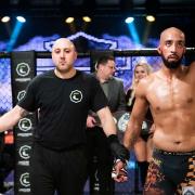 Jahreau Shepherd has his hand raised after winning the welterweight title at Contenders 29. Picture: BRETT KING