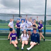 Some of the UEA dance squad members at the dance-a-thon, with Charlotte Levett second from left on the top row