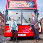 Beryl McMaster with her husband David, of City Sightseeing Norwich, who has died aged 76