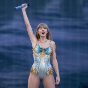 Taylor Swift performs on stage during her Eras Tour at the Murrayfield Stadium in Edinburgh