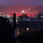 A mysterious red glow of stadium lights has caused a disturbance in the city