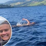 Dani (inset, right) has swum the length of Loch Ness in Scotland - in just a swimming costume