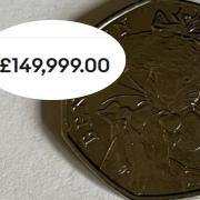 A Beatrix Potter 50p coin is being listed for £150,000 on eBay