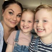 Gemma Cook with twins Ottilie and Felix. Picture: The Cook family