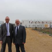 Cllrs Fran Whymark (left) and Martin Murrell (right) outside the Rackheath Medical Centre