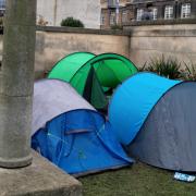 Tents have been picthed in Memorial Gardens ahead of Remembrance Sunday