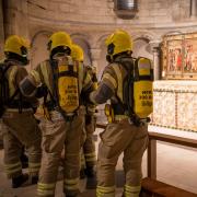 Photos have captured a dramatic training session in Norwich Cathedral