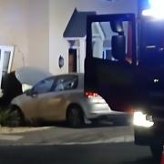 A car crashed through a house yesterday evening