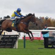 Sean Bowen and Secret Des Dieux on their way to winning the Anglia Car Auctions maiden hurdle race at Fakenham