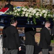 Pallbearers carried Payne’s coffin into the funeral service (Jonathan Brady/PA)