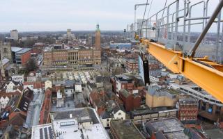 The view from the top of the crane at Norwich Castle